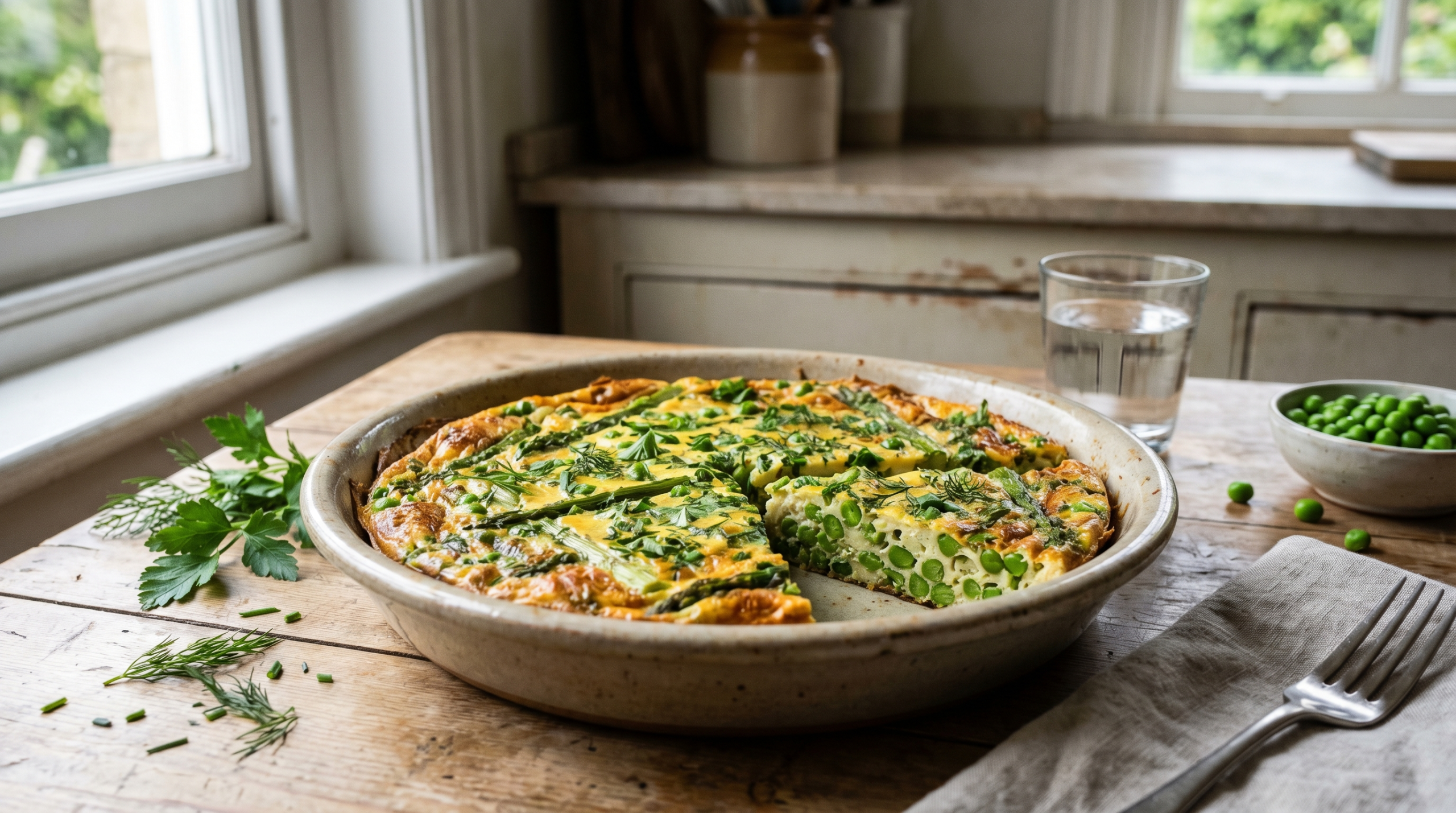 Spring Garden Frittata with Fresh Peas & Herbs